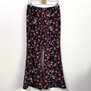 Band of Gypsies Pants L Pull On Floral Patchwork Flare Boho Festival Summer